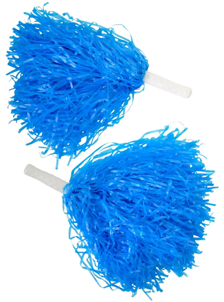 Cheerleader Blue Pom Poms Costume Accessory