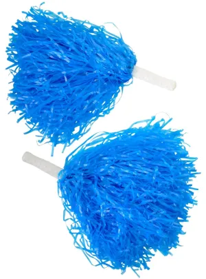 Cheerleader Blue Pom Poms Costume Accessory