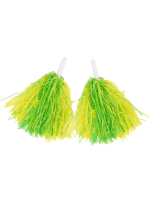 Cheerleader Green And Gold Costume Pom Poms