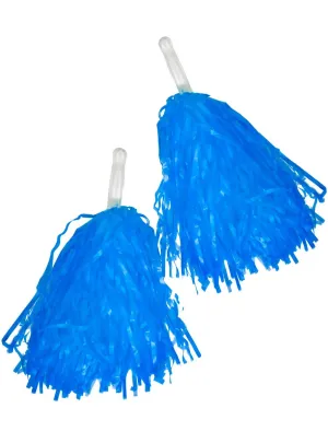 Cheerleader Matte Blue Pom Poms Costume Accessory