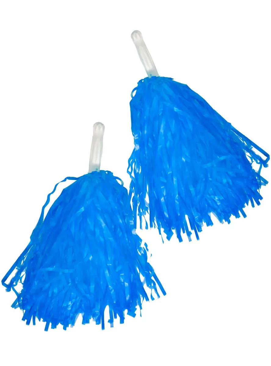 Cheerleader Matte Blue Pom Poms Costume Accessory