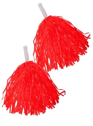 Cheerleader Matte Red Pom Poms Costume Accessory