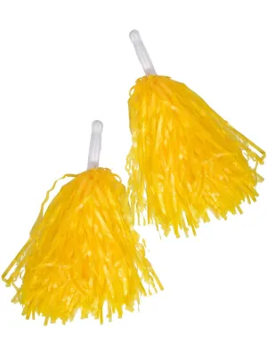 Cheerleader Matte Yellow Pom Poms Costume Accessory