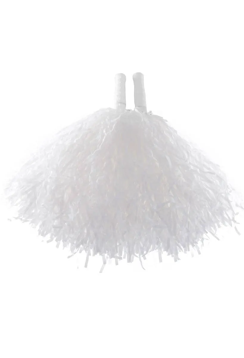 Cheerleader White Pom Poms Costume Accessory