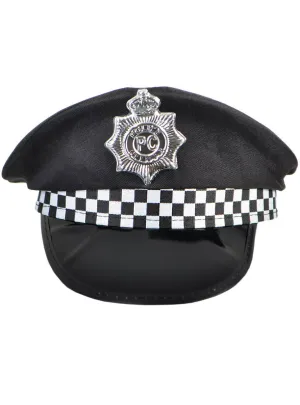 Chequered Black and White Police Costume Hat