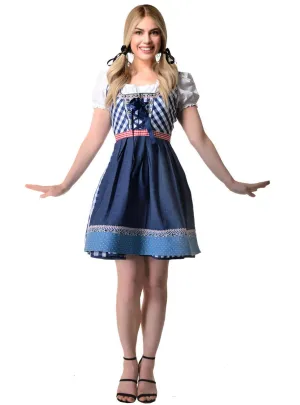 Chequered Blue Dirndl Womens Oktoberfest Costume
