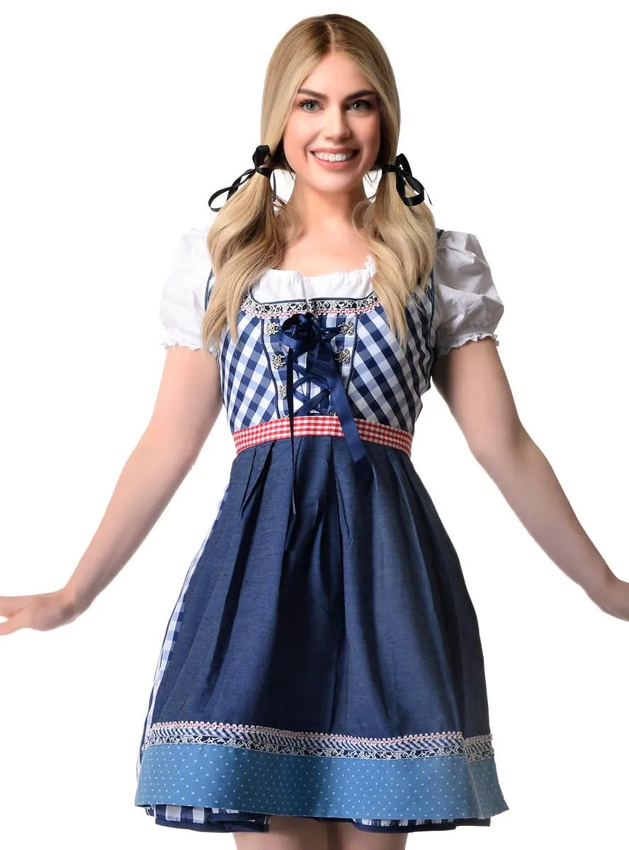 Chequered Blue Dirndl Womens Oktoberfest Costume