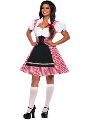 Chequered Red Beer Maiden Womens Oktoberfest Costume
