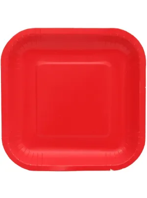 Cherry Red 20 Pack 18cm Square Paper Plates