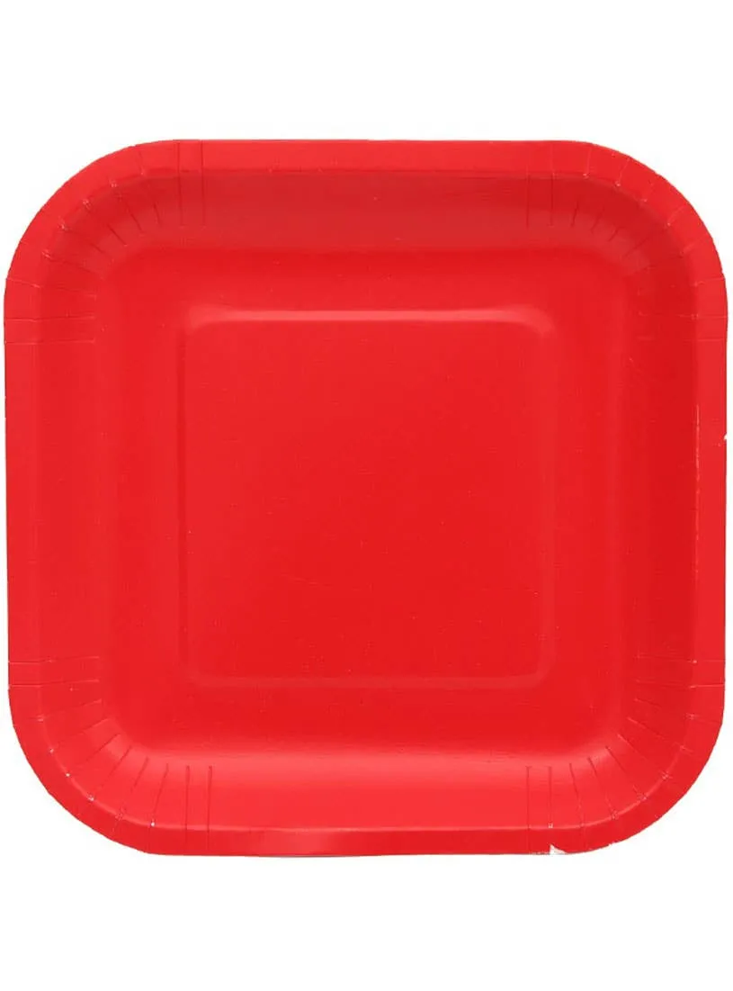 Cherry Red 20 Pack 18cm Square Paper Plates