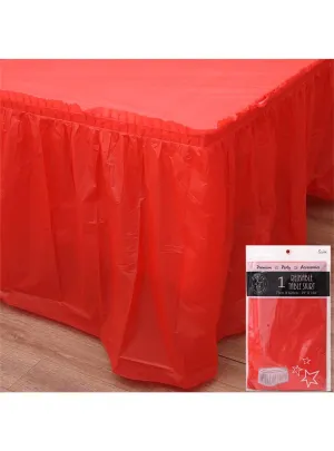 Cherry Red 426cm Plastic Table Skirt