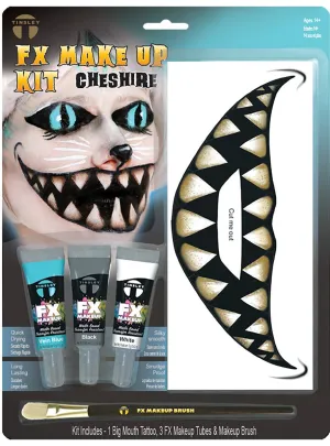 Cheshire Cat Big Mouth Tattoo, Brush and Face Paint Set