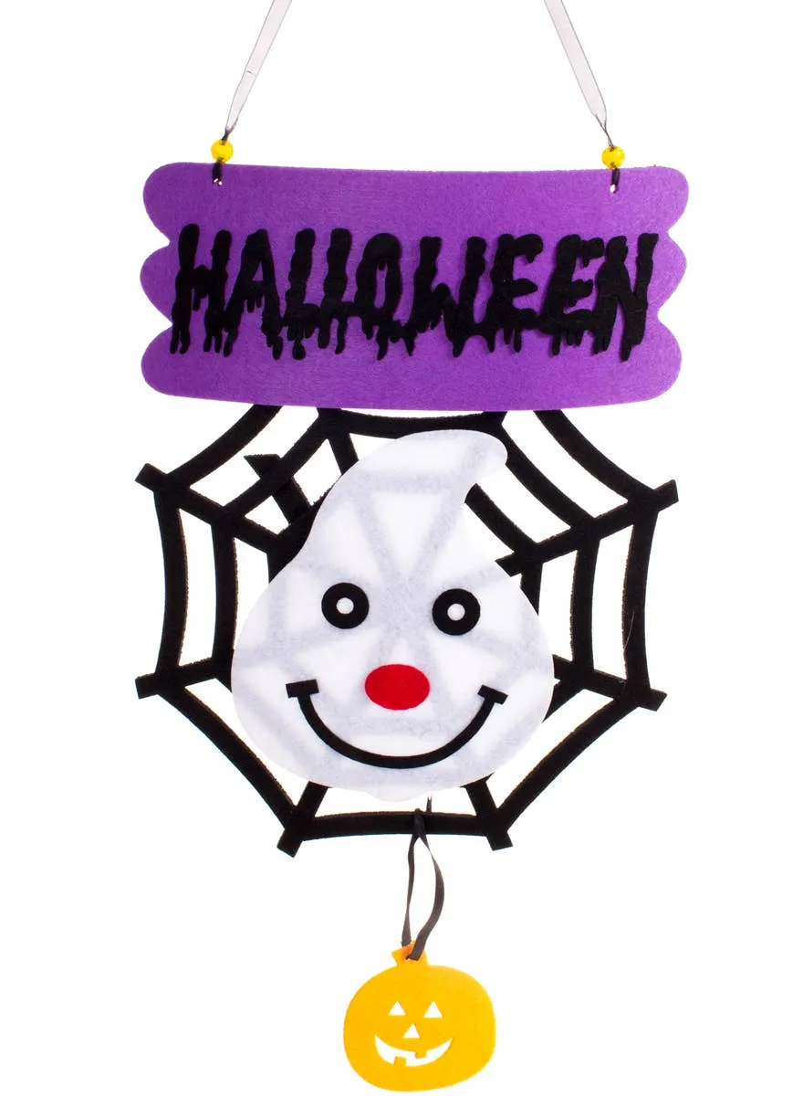 Child Friendly Hanging Ghost Spider Web Halloween Decoration