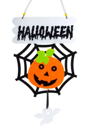 Child Friendly Hanging Pumpkin Spider Web Halloween Decoration