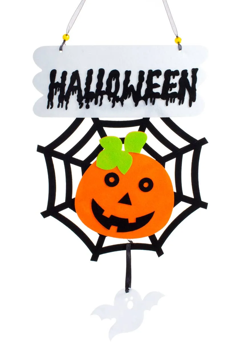Child Friendly Hanging Pumpkin Spider Web Halloween Decoration