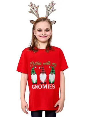 Chillin With My Gnomies Kids Funny Christmas Shirt