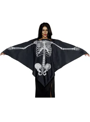 Chilling Adults Skeleton Print Halloween Costume Poncho