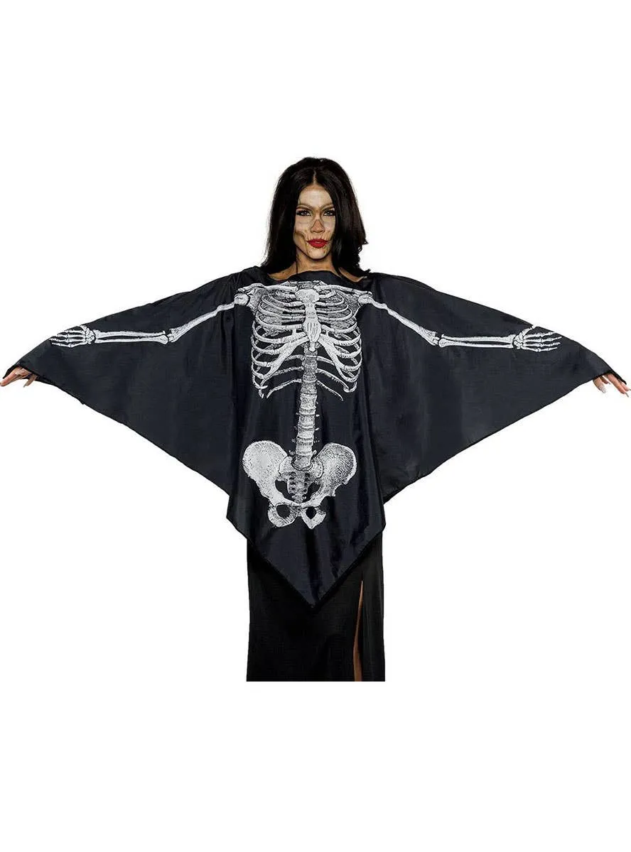 Chilling Adults Skeleton Print Halloween Costume Poncho