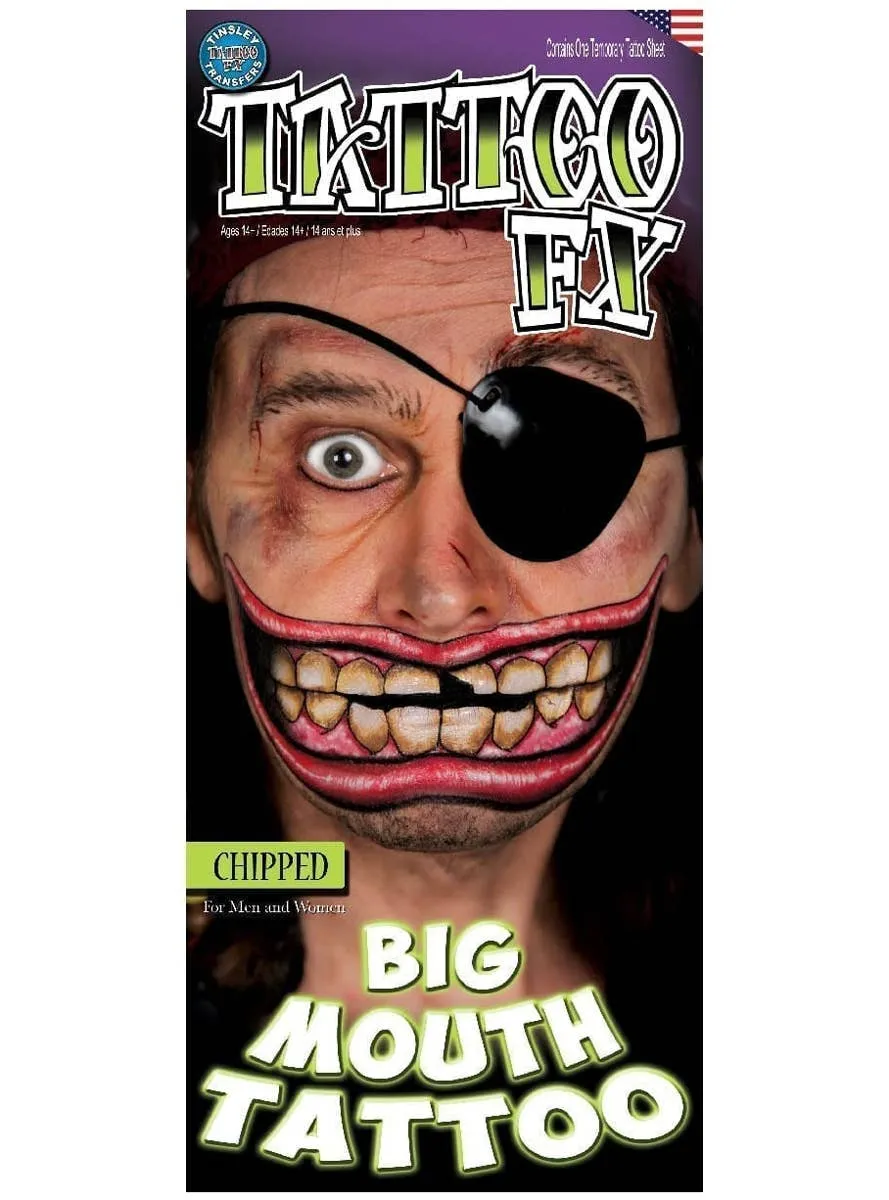 Chipped Tooth Big Mouth Temporary Tattoo FX