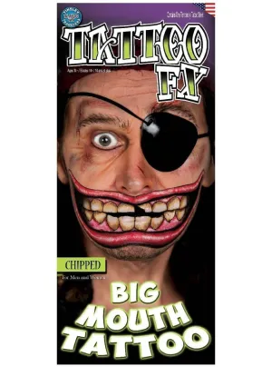Chipped Tooth Big Mouth Temporary Tattoo FX