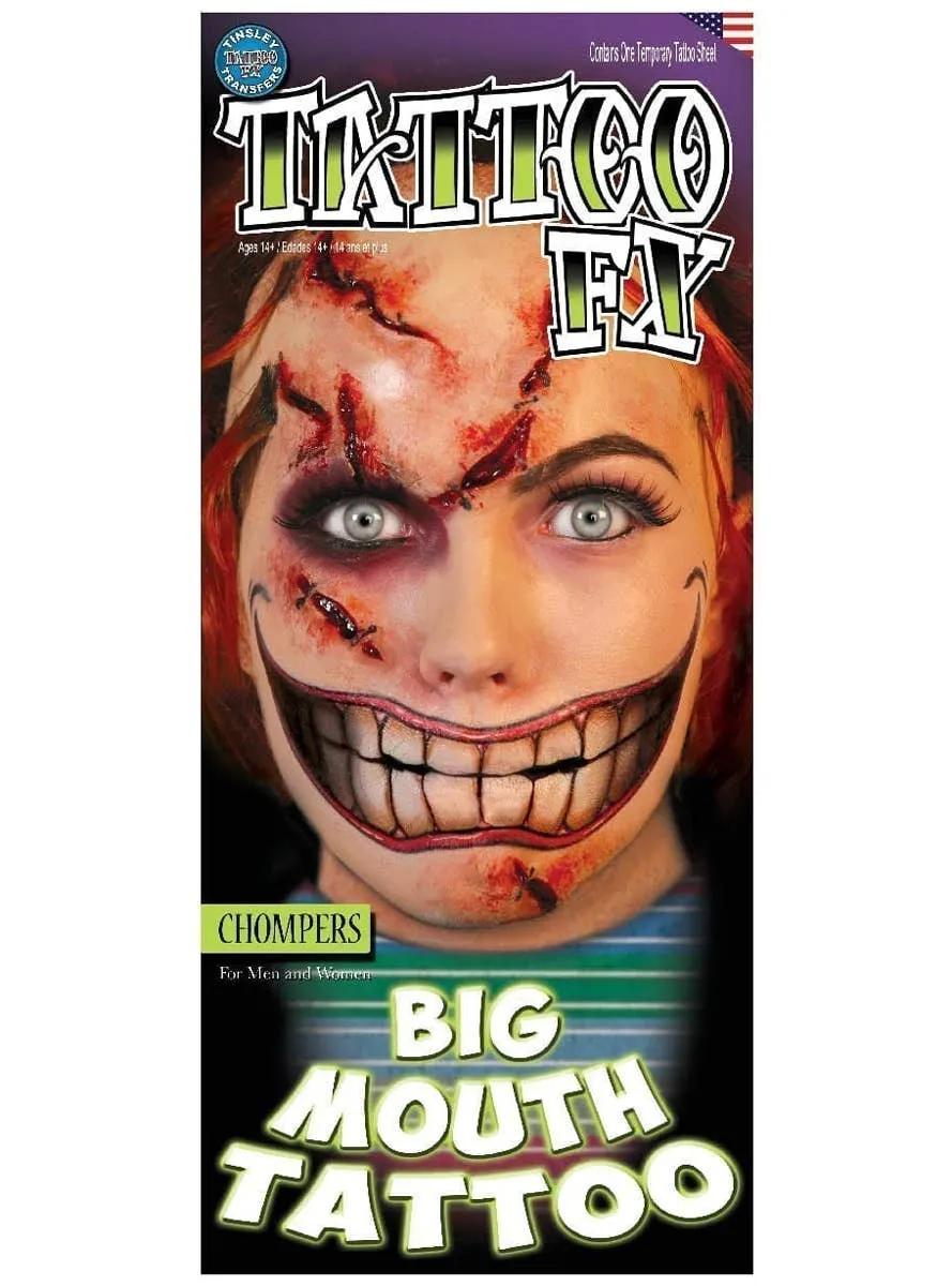 Chompers Big Mouth Temporary Tattoo Special FX