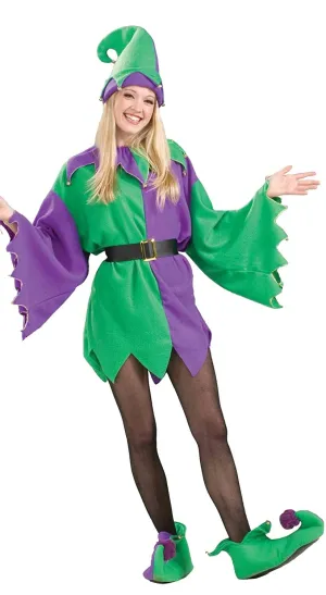 Christmas Elf Adults Unisex Purple And Green Costume