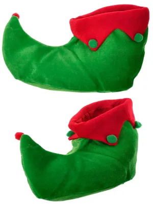 Christmas Elf Green and Red Plush Costume Shoes