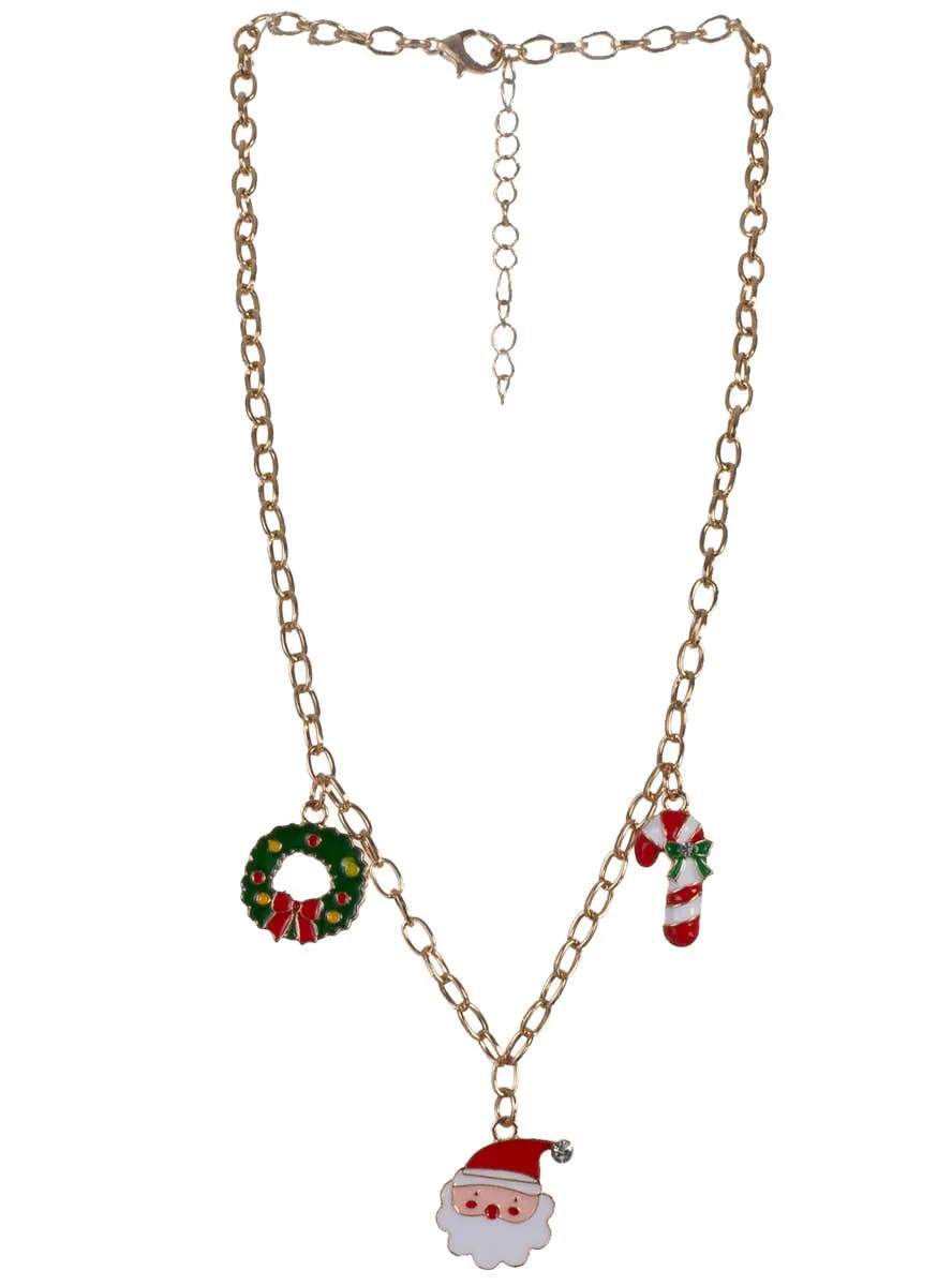 Christmas Icon Pendants on Gold Chain Necklace