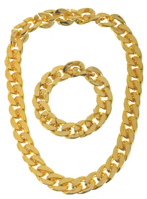 Chunky Gold Chain Necklace and Bracelet Set