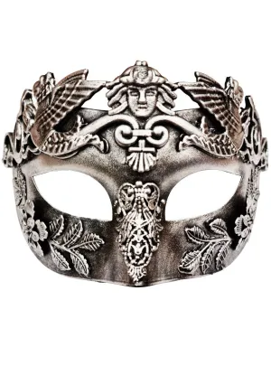 Cicero Mens Silver Ancient Roman Style Masquerade Mask