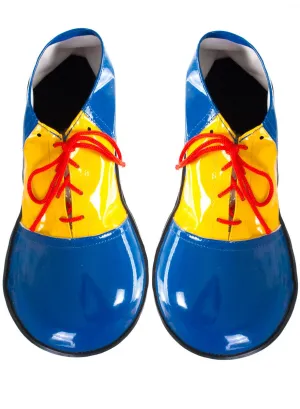 Circus Clown Blue and Yellow Vinyl Kids Costume Shoes