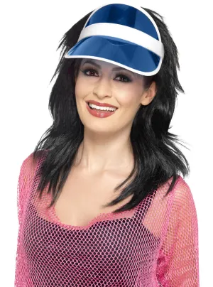 Classic 1980s Blue Sun Visor Costume Hat