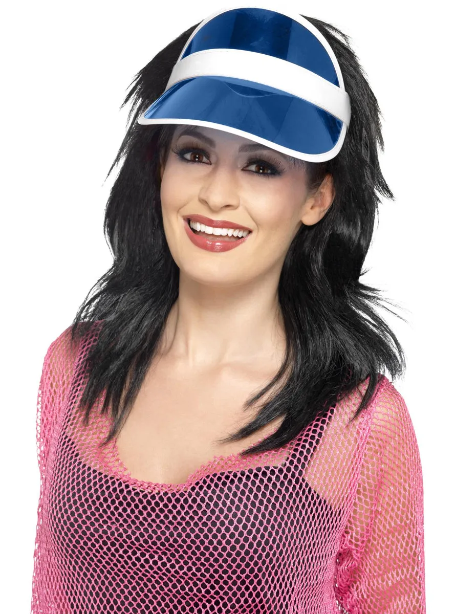 Classic 1980s Blue Sun Visor Costume Hat