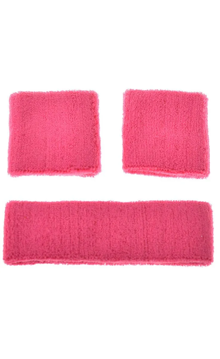 Classic 1980s Pink Sweatbands Accessory Set