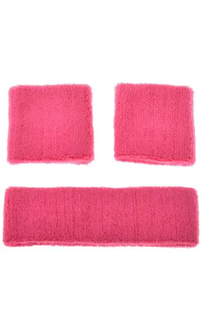 Classic 1980s Pink Sweatbands Accessory Set