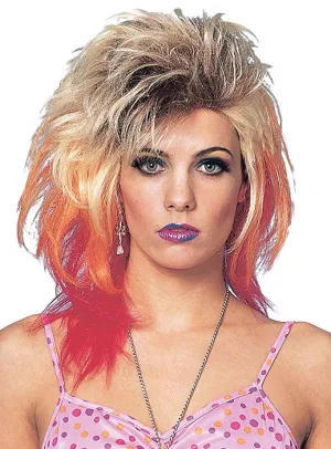 Classic 1980s Womens Blonde Mullet Costume Wig