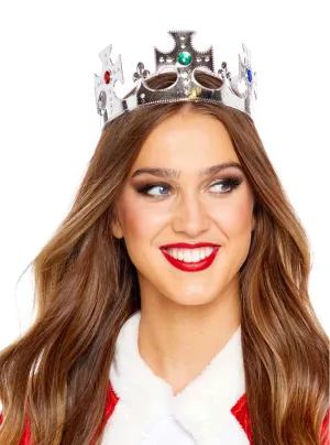 Classic Adults Silver Jewelled Costume Crown