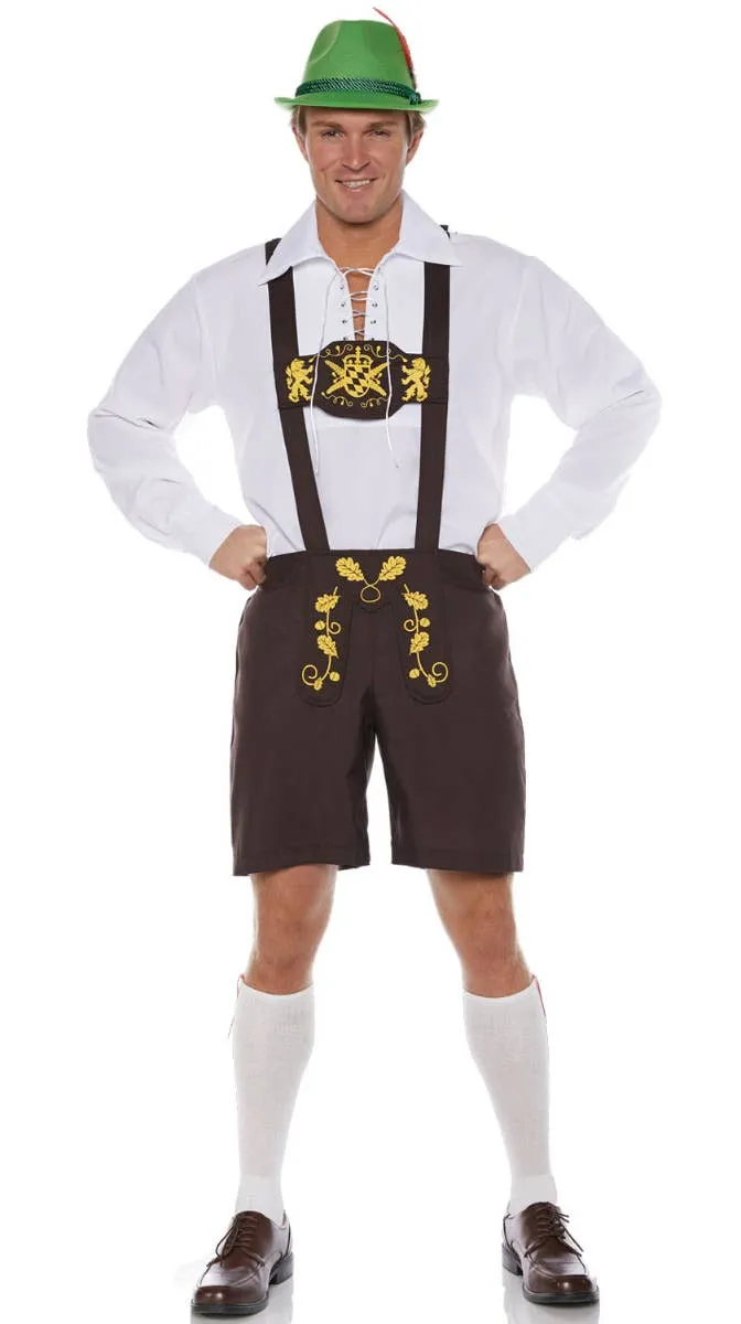 Classic Belgian Brown Lederhosen Mens Oktoberfest Costume