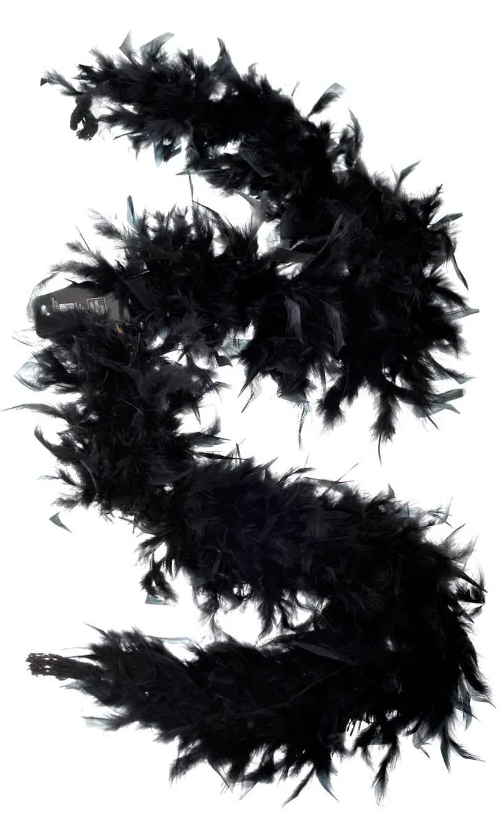 Classic Black 1920s Feather Boa Accessory