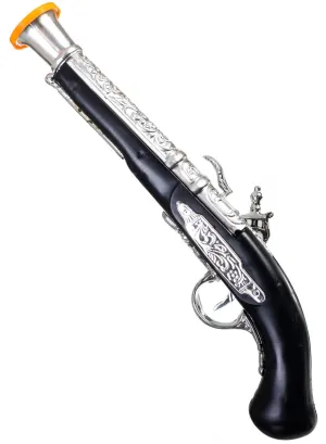 Classic Black and Silver Pirate Pistol Costume Weapon