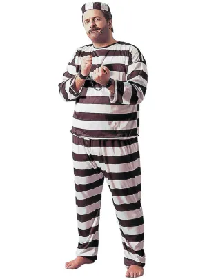 Classic Black and White Convict Mens Costume