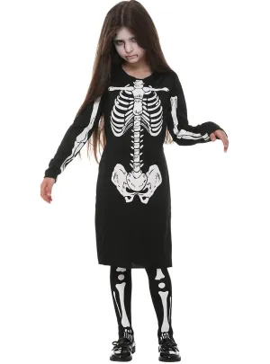 Classic Black and White Skeleton Girls Halloween Costume