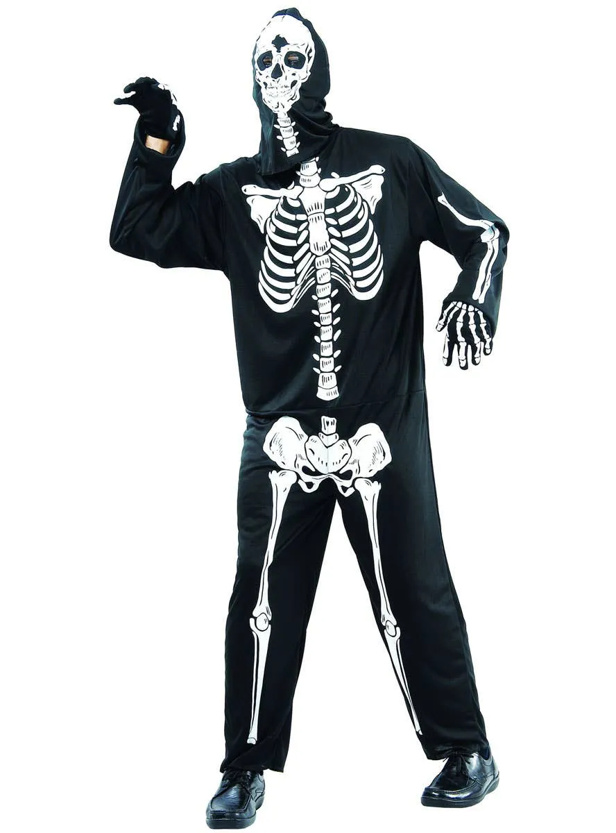 Classic Black and White Skeleton Mens Halloween Costume