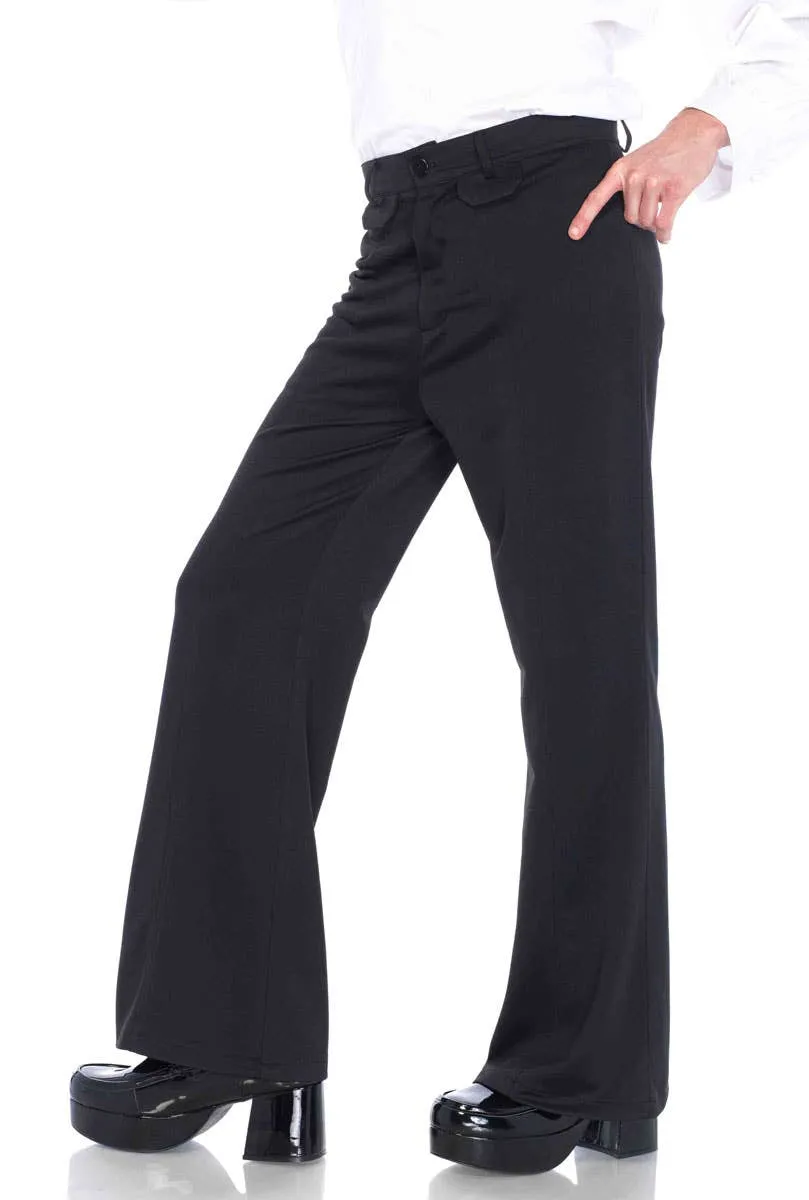 Classic Black Bell Bottom Mens 1970s Costume Pants