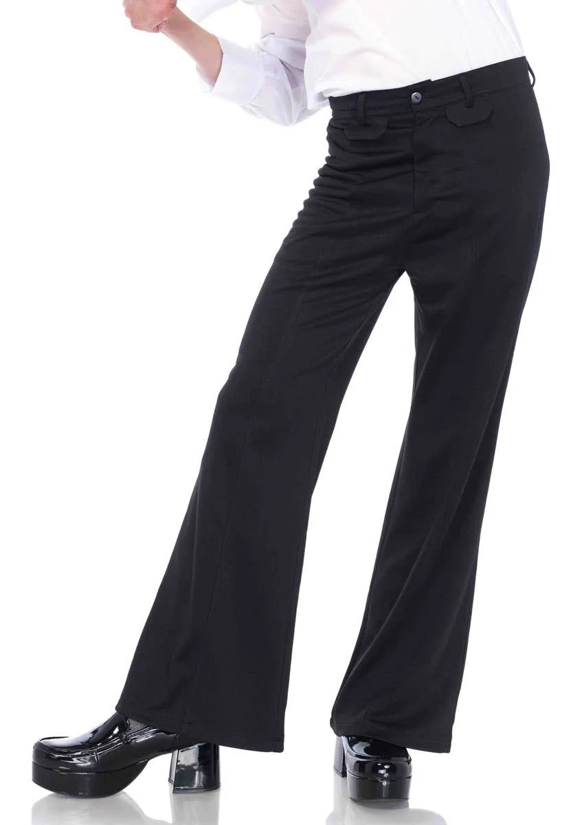Classic Black Bell Bottom Mens 1970s Costume Pants