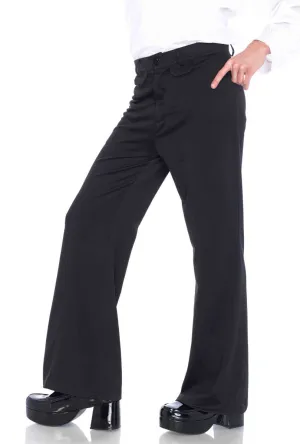 Classic Black Bell Bottom Mens 1970s Costume Pants