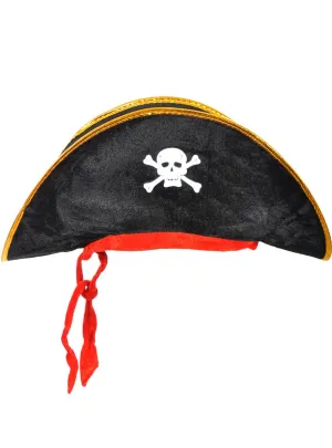 Classic Black Felt Pirate Costume Hat