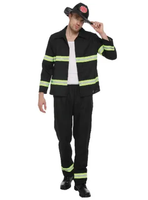 Classic Black Firefighter Uniform Mens Costume