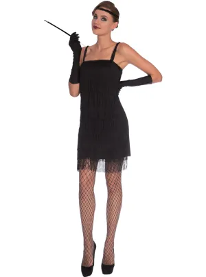 Classic Black Fringed 1920s Womens Flapper Costume