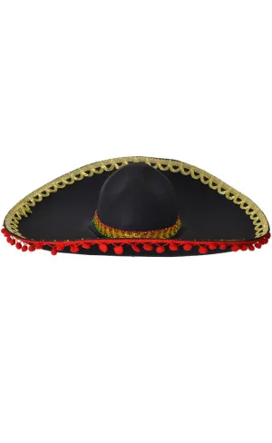 Classic Black Mexican Sombrero Costume Hat